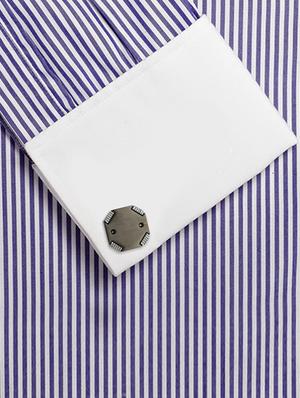 grey metal cufflink - 13240607 - Standard Image - 3