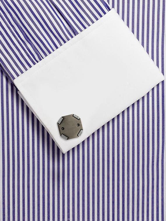 grey metal cufflink - 13240607 - Zoom Image - 3