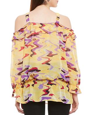 ruffled abstract blouson top - 13244648 - Standard Image - 3