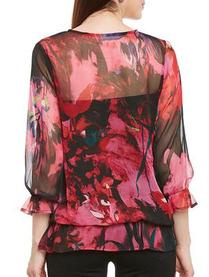 pink printed georgette top - 13244649 - Standard Image - 3