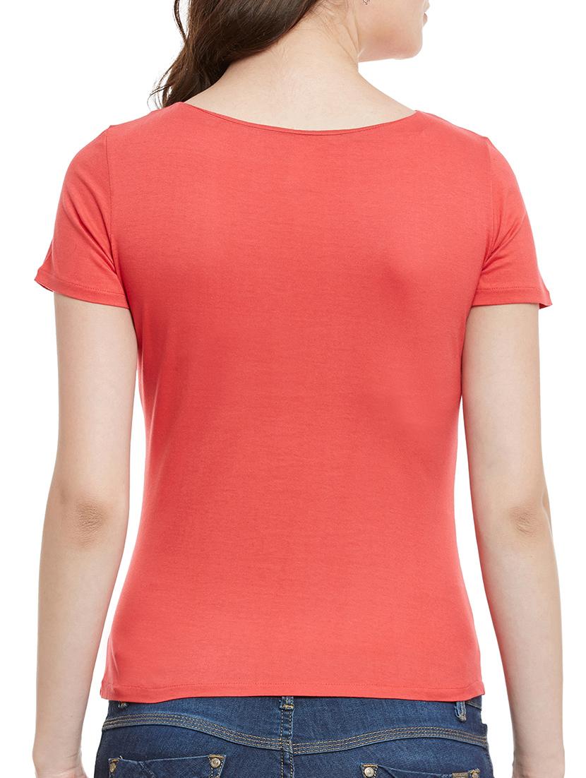 coral cotton blend regular top - 13247696 - Zoom Image - 3