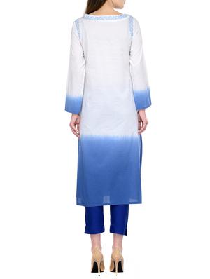 white cotton long kurta - 13248513 - Standard Image - 3