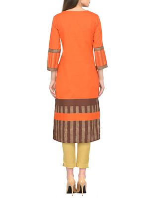 orange cotton long kurta - 13248515 - Standard Image - 3