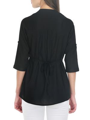 solid black rayon shirt - 13253081 - Standard Image - 3