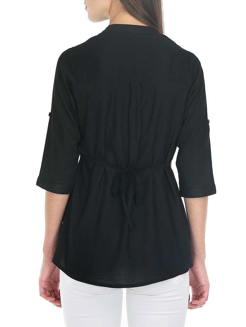 solid black rayon shirt - 13253081 - Zoom Image - 3
