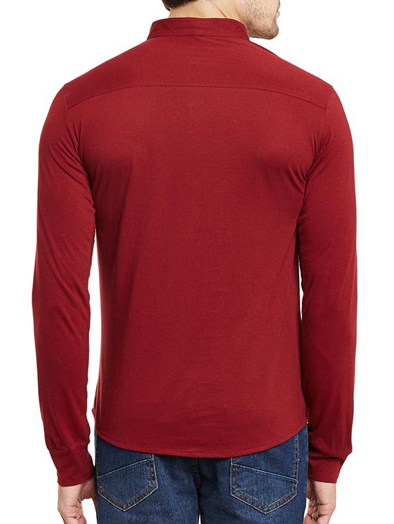 red cotton casual shirt - 13263143 - Zoom Image - 3