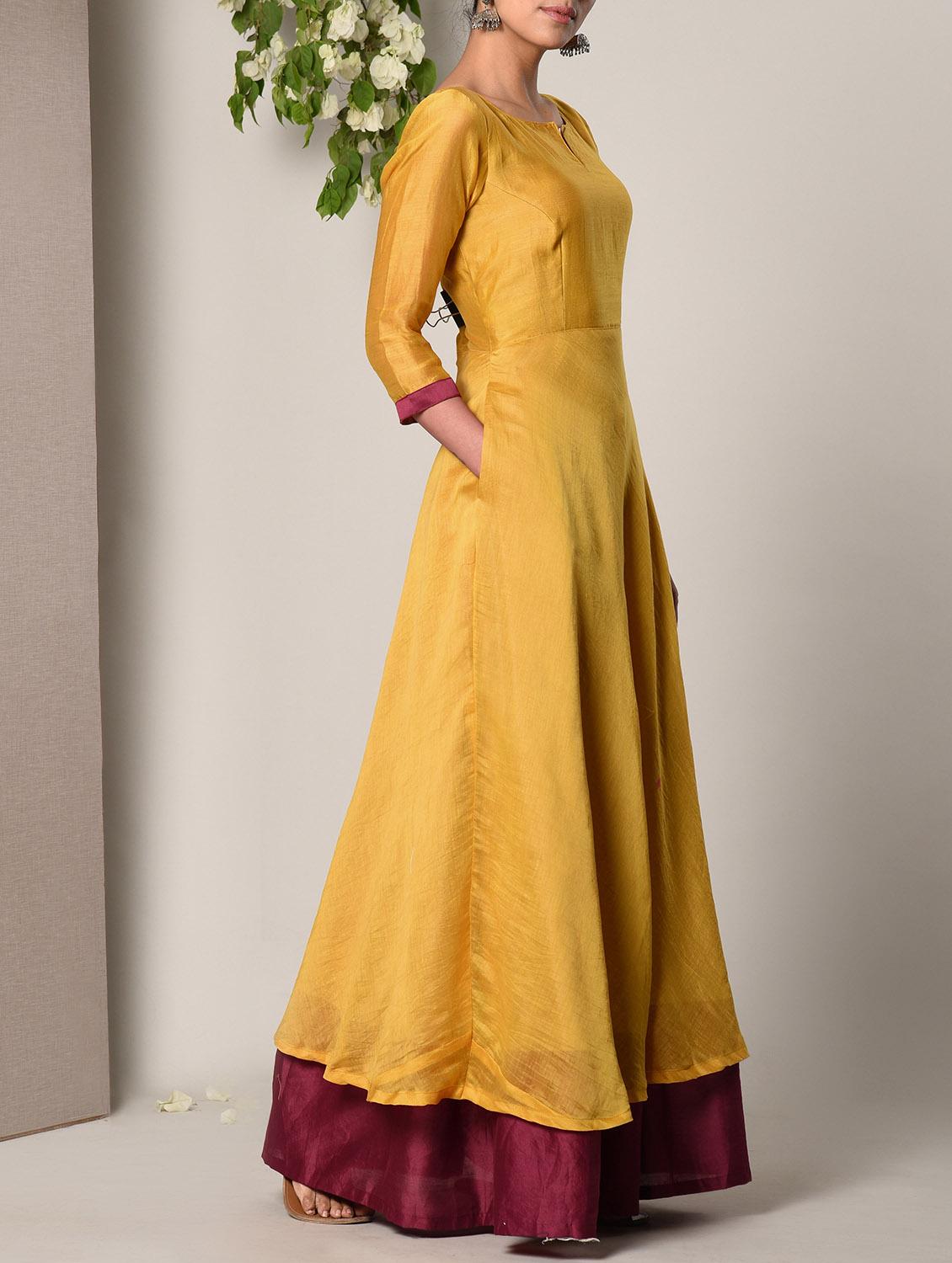 yellow solid gown - 13266848 - Zoom Image - 3