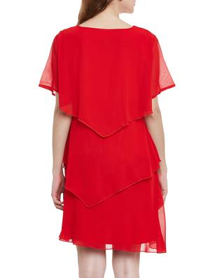 red georgette layered dress - 13269340 - Standard Image - 3