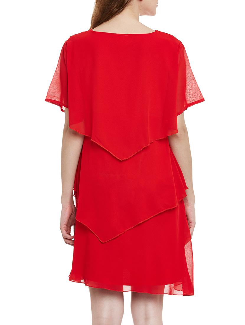 red georgette layered dress - 13269340 - Zoom Image - 3