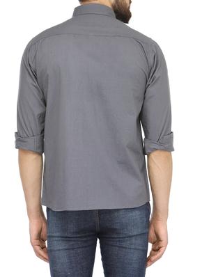 grey cotton casual shirt - 13269582 - Standard Image - 3