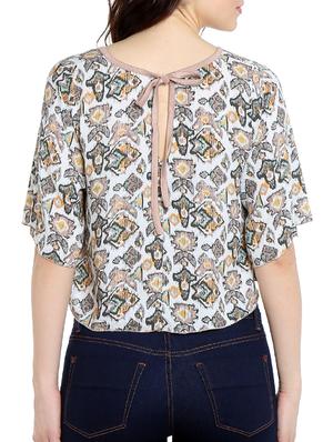 white printed rayon top - 13269696 - Standard Image - 3