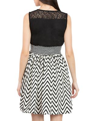 black poly crepe fit & flare dress - 13276468 - Standard Image - 3
