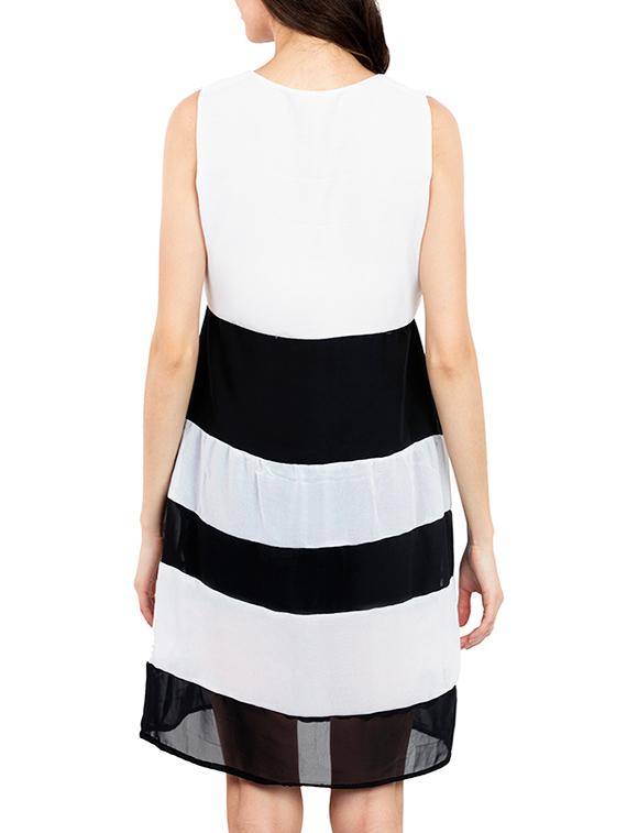 monochrome striped a-line dress - 13276473 - Zoom Image - 3