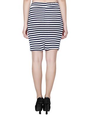 navy blue striped viscose pencil skirt - 13277348 - Standard Image - 3