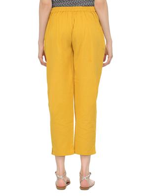 yellow cotton cigarette pants - 13287276 - Standard Image - 3