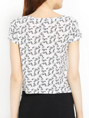 white printed cotton blend crop top - 13288500 - Standard Image - 3