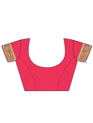 pink chiffon bordered saree with blouse - 13301499 - Standard Image - 3