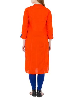 red cotton straight kurta - 13301872 - Standard Image - 3