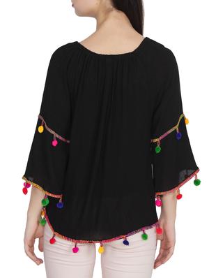 black viscose regular top - 13308306 - Standard Image - 3
