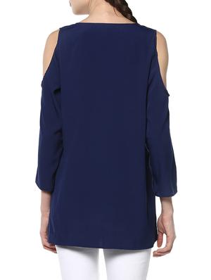 navy blue cotton regular top - 13310324 - Standard Image - 3
