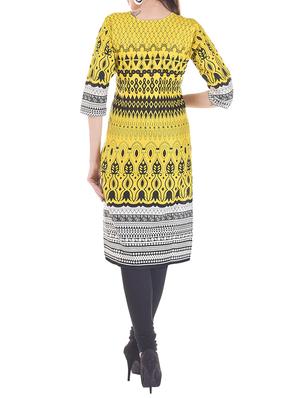 yellow cotton printed regular kurta - 13310975 - Standard Image - 3