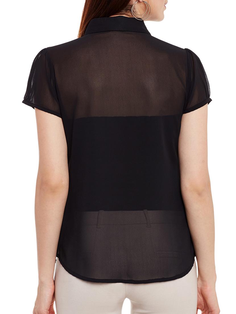 frill trim sheer shirt - 13331412 - Zoom Image - 3