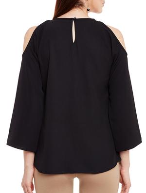pleated neck cold shoulder top - 13331416 - Standard Image - 3