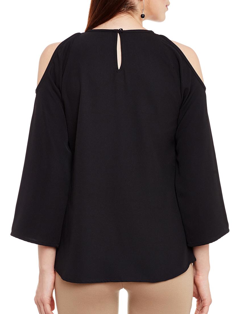 pleated neck cold shoulder top - 13331416 - Zoom Image - 3