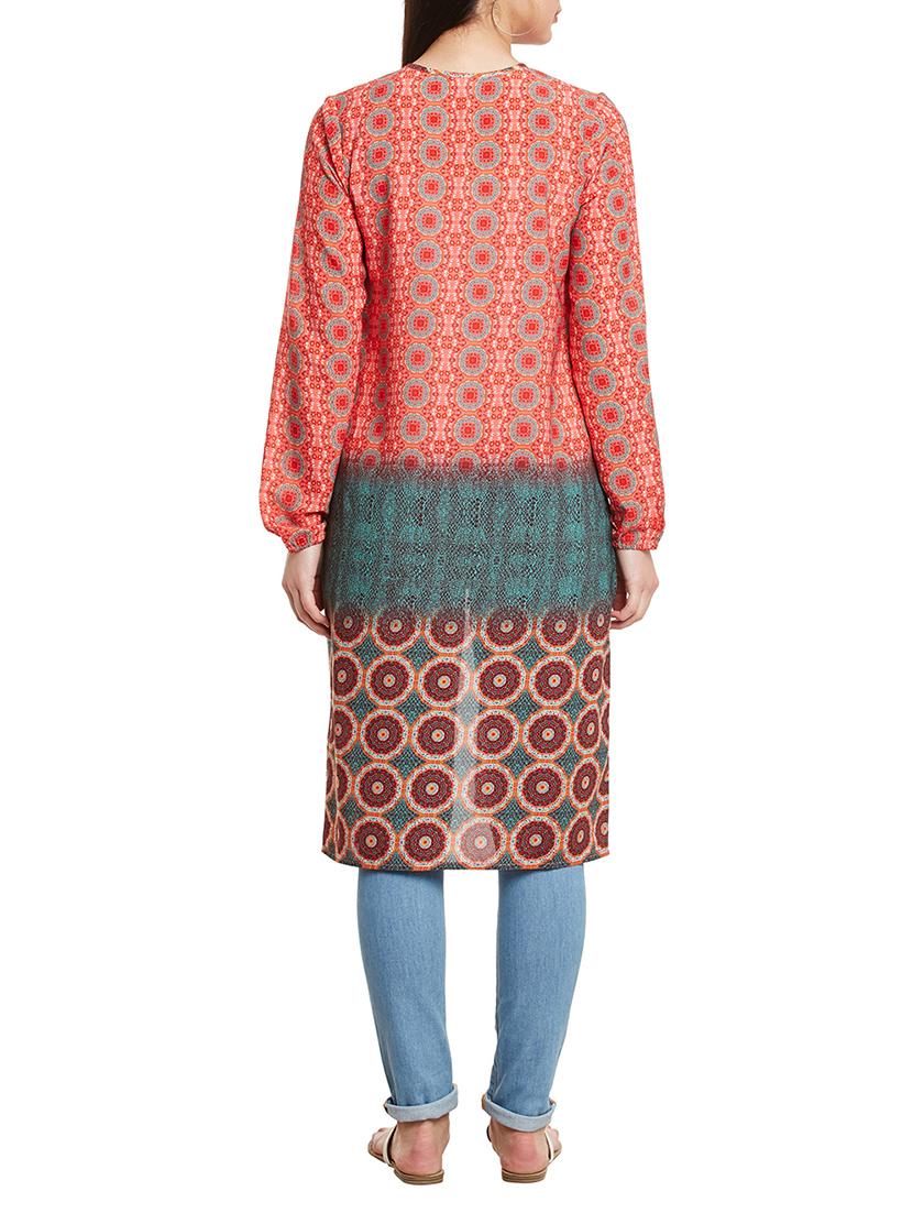 orange printed crepe regular shrug - 13340553 - Zoom Image - 3