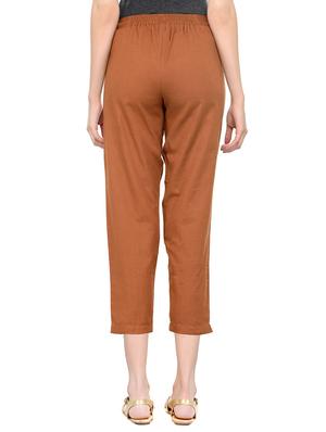 brown cotton tailored capris - 13340656 - Standard Image - 3