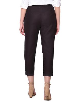 dark purple linen pleated trouser - 13342620 - Standard Image - 3