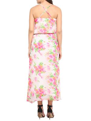 white floral printed chiffon dress - 13343137 - Standard Image - 3