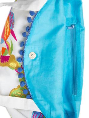 white embroidered cotton sling bag - 13343897 - Standard Image - 3