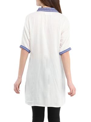 white rayon solid tunic - 13344843 - Standard Image - 3