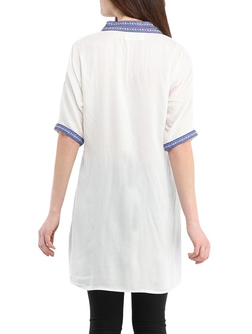 white rayon solid tunic - 13344843 - Zoom Image - 3