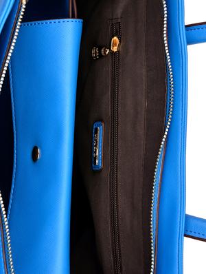 solid blue leatherette hand bag - 13345286 - Standard Image - 3