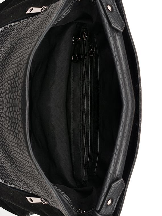 Grey and black textured handbag - 13345289 - Zoom Image - 3