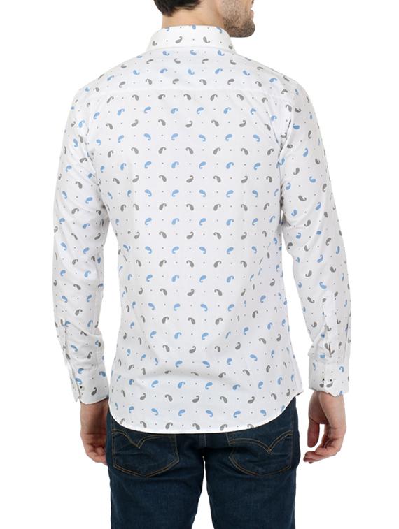 white cotton paisley casual shirt - 13345334 - Zoom Image - 3