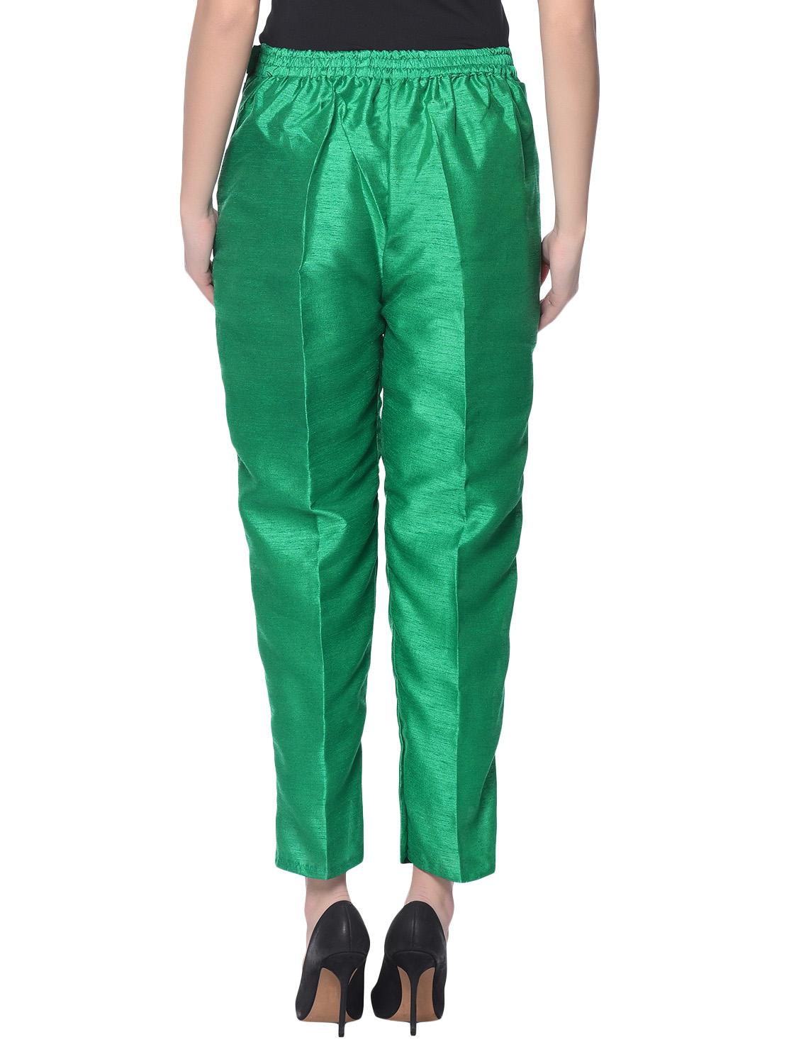 green silk blend tapered pant - 13345348 - Zoom Image - 3