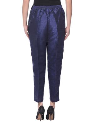 navy blue silk blend tapered pant - 13345349 - Standard Image - 3