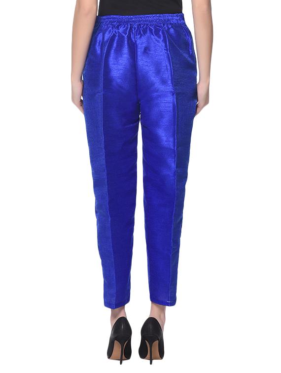 blue silk blend tapered pant - 13345350 - Zoom Image - 3