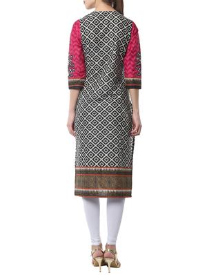 black viscose straight kurta - 13348179 - Standard Image - 3