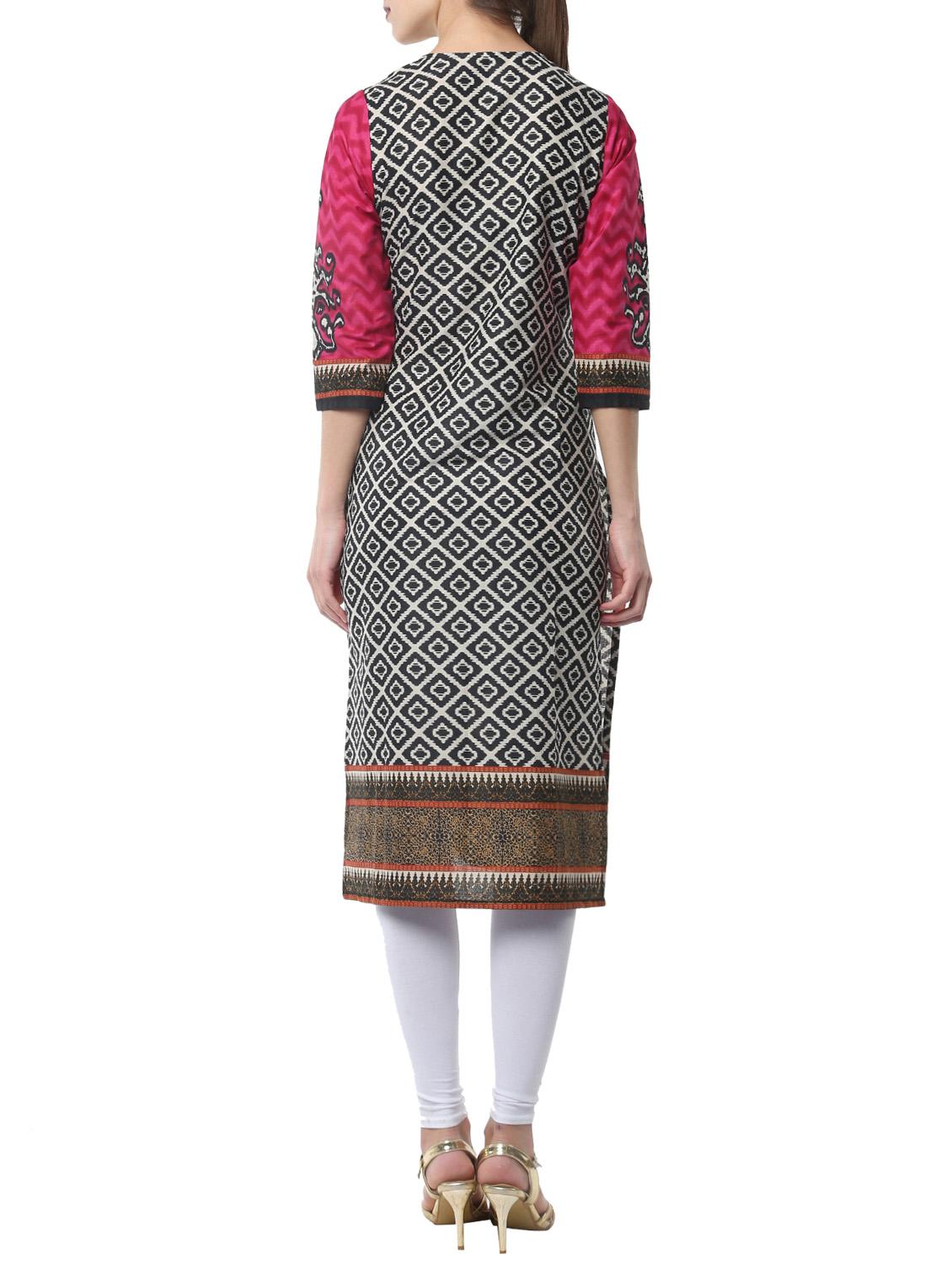 black viscose straight kurta - 13348179 - Zoom Image - 3