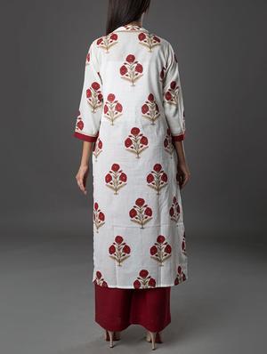 white kurta palazzo set - 13348991 - Standard Image - 3