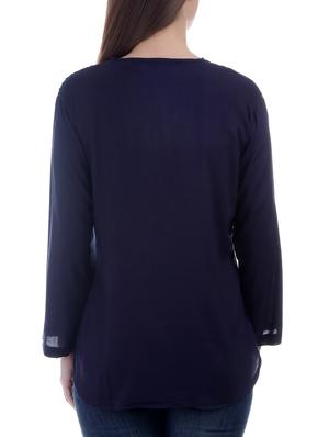 navy blue rayon regular top - 13351552 - Standard Image - 3
