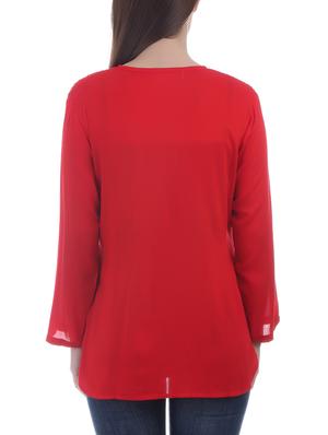 red viscose regular top - 13351555 - Standard Image - 3