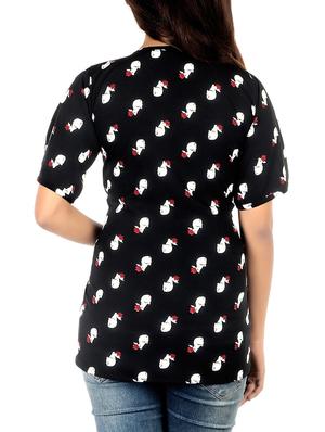 black printed crepe regular top - 13352573 - Standard Image - 3