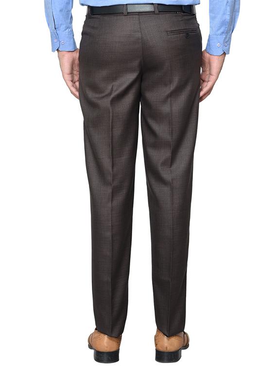 brown cotton blend flat front trousers formal trouser - 13356406 - Zoom Image - 3