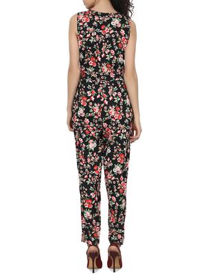 black floral printed crepe full leg jumpsuit - 13356751 - Standard Image - 3
