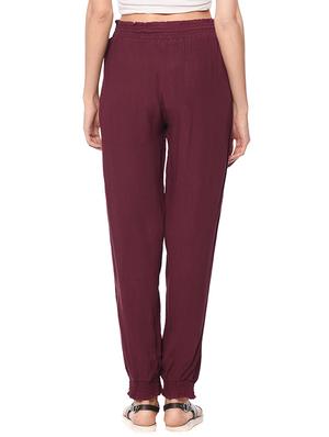 maroon rayon peg trouser - 13357026 - Standard Image - 3